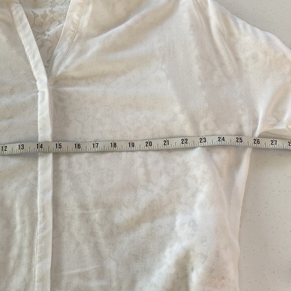 ST. STUDIO Georgette Covered Lace Badwing Button Up Cropped Shirt Short Sleeve - Picture 14 of 16